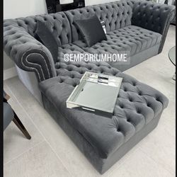 Grey Velvet Sofa Sectional🔥🔥