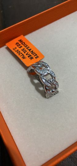 925 silver Cuban eternity ring Moissanite size 10 new!