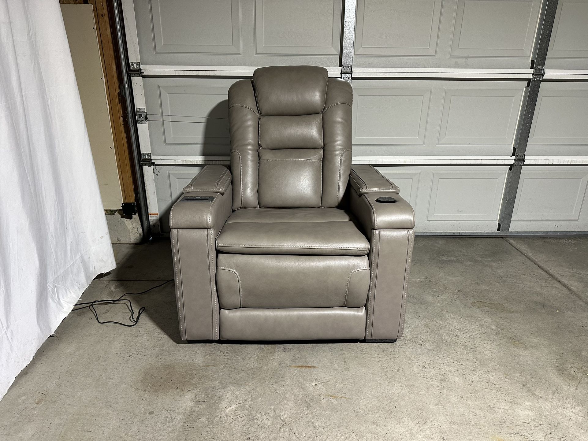 Dual Power Leather Recliner