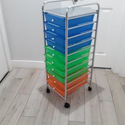 Plastic Drawers Rolling Cart 