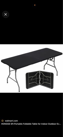 Magshion 6Ft Plastic Foldable Table, Indoor Outdoor Portable Picnic Desk w/Handle and Lock for Camping, Black