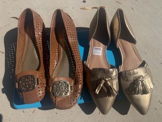 Christian Siriano Women’s Designer Flats size 9 – 2 Pairs – Brown & Gold – NEW & Preowned