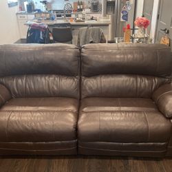 Dark Brown Reclining Leather Couch