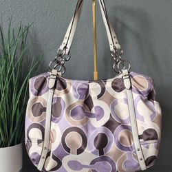 Coach Poppy beige and purple Shoulder Bag 
