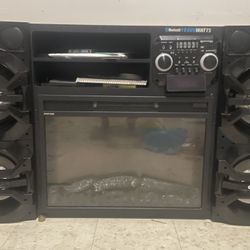 Entertainment Center With Speaker And Fire Pit