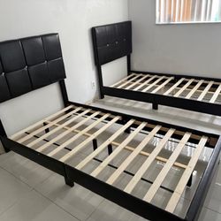 TWO NEW BED FRAME TWIN SIZE WITH MATTRESS AND BOX SPRING