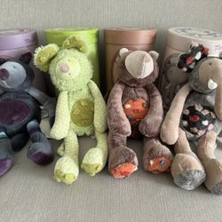 Moulin Roty collection of 4 Les Zazous plush toys