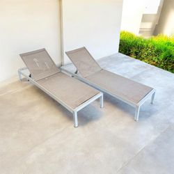 Aluminum Outdoor Patio Terrace Balcony Lounge Pool Sun Chaise Chair Set Of 2