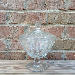 Vintage Anchor Hocking Crown Point Footed Candy Dish/Lid 