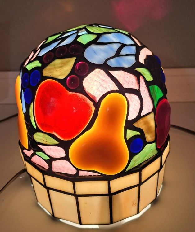 Stained Glass Apple Fruit Basket Table Lamp