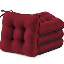 4, red seat cushions for dining room or bar or patio