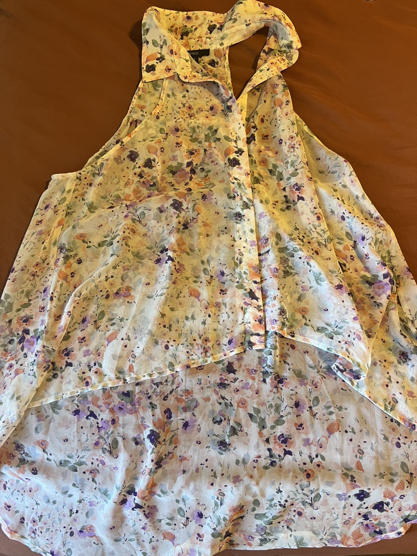 Forever 21 Sheer Blouse Multi Color Size Large