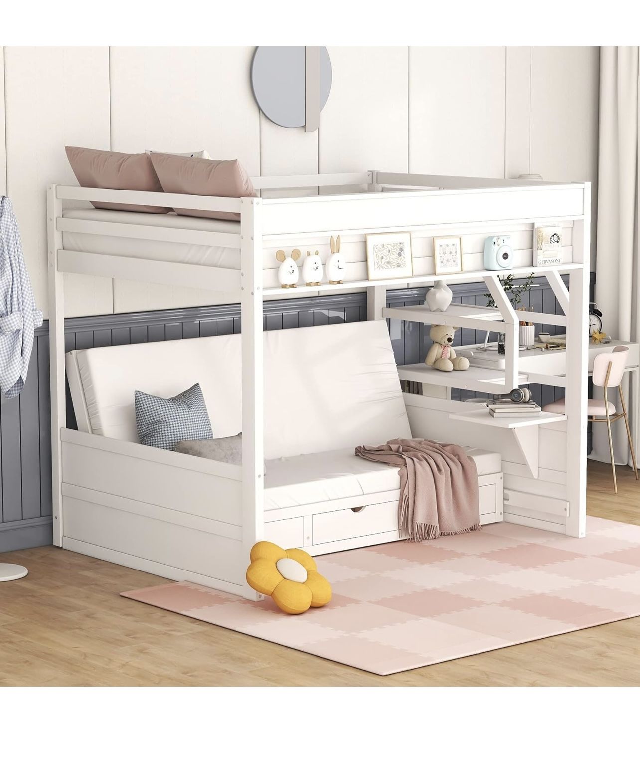 Kids Bunk Bed - Full Size With Storage