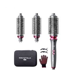 Wavytalk Pro Curling Brush Set, Bilateral Negative Ion Thermal Brush with 3 Sizes Detachable Brush, Dual Voltage Hot Brush Styler One-Step Shiny Blowo
