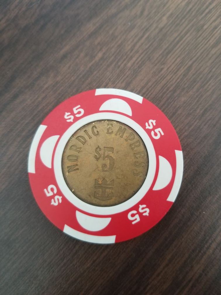Nordic Empress cruise casino chip $5 retired