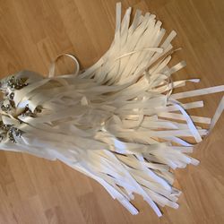 80 Ivory Ribbon Wands with Bells