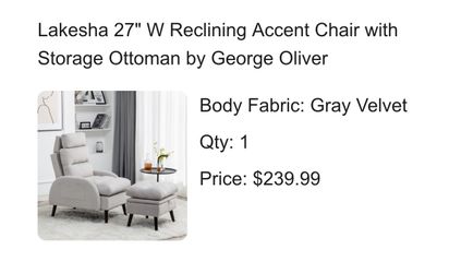 Velvet Accent Chair With ottoman