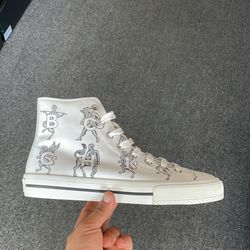 Burberry White Mythical Alphabet Cotton Canvas High-top Size 43