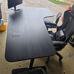 Gaming Table, Chair, and Monitor 