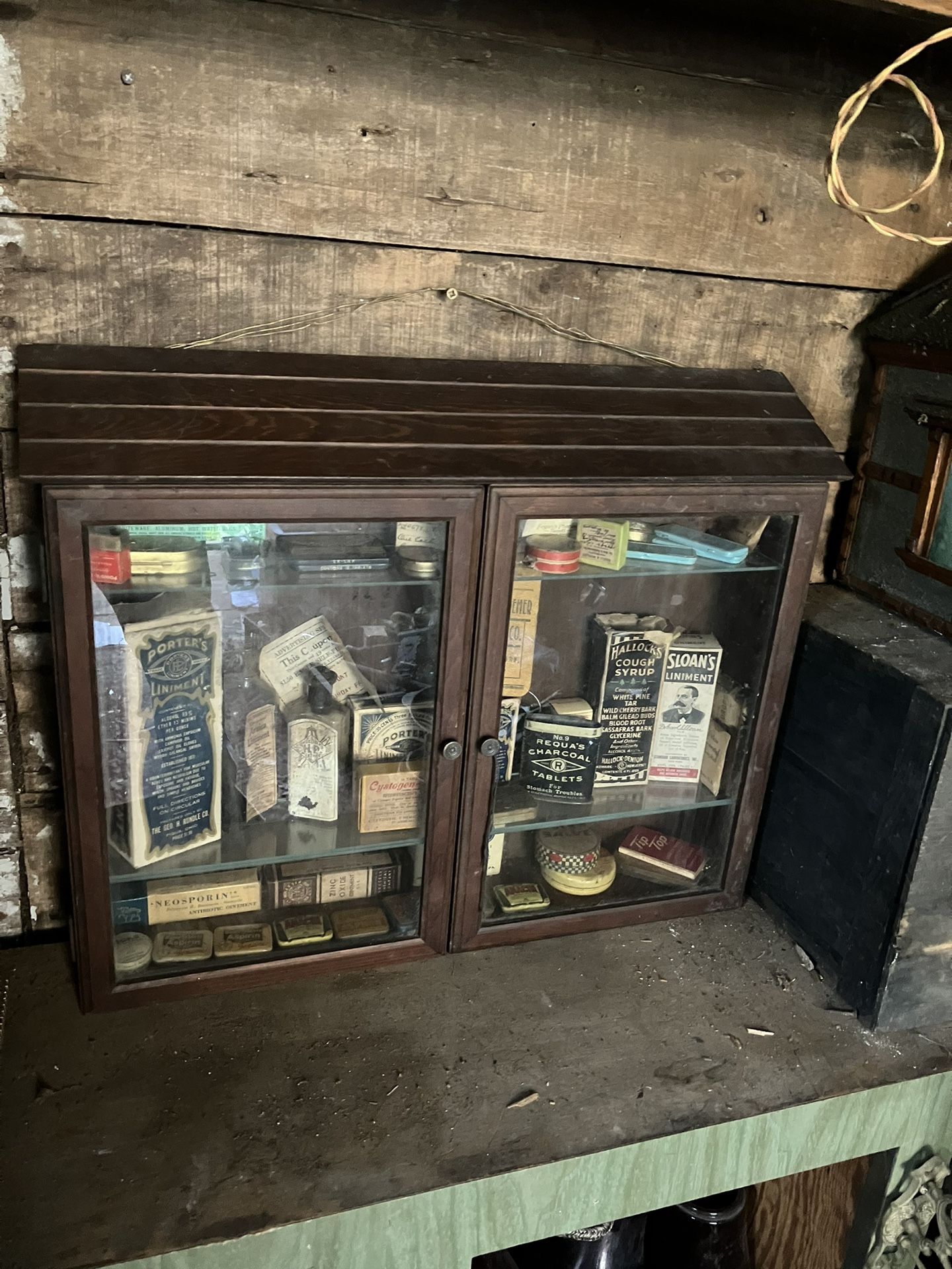 Cool stuff In vintage medicine cabinet antique bottles