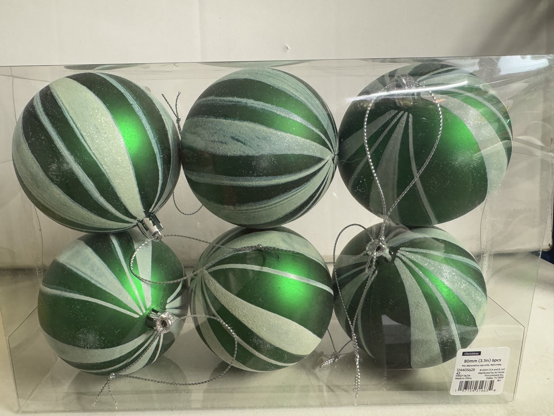 Elf On The Shelf Peppermint Ornament Green 6pc! NEW!!