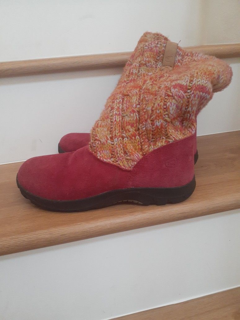 Pink Suede / Knit Woman Boots 