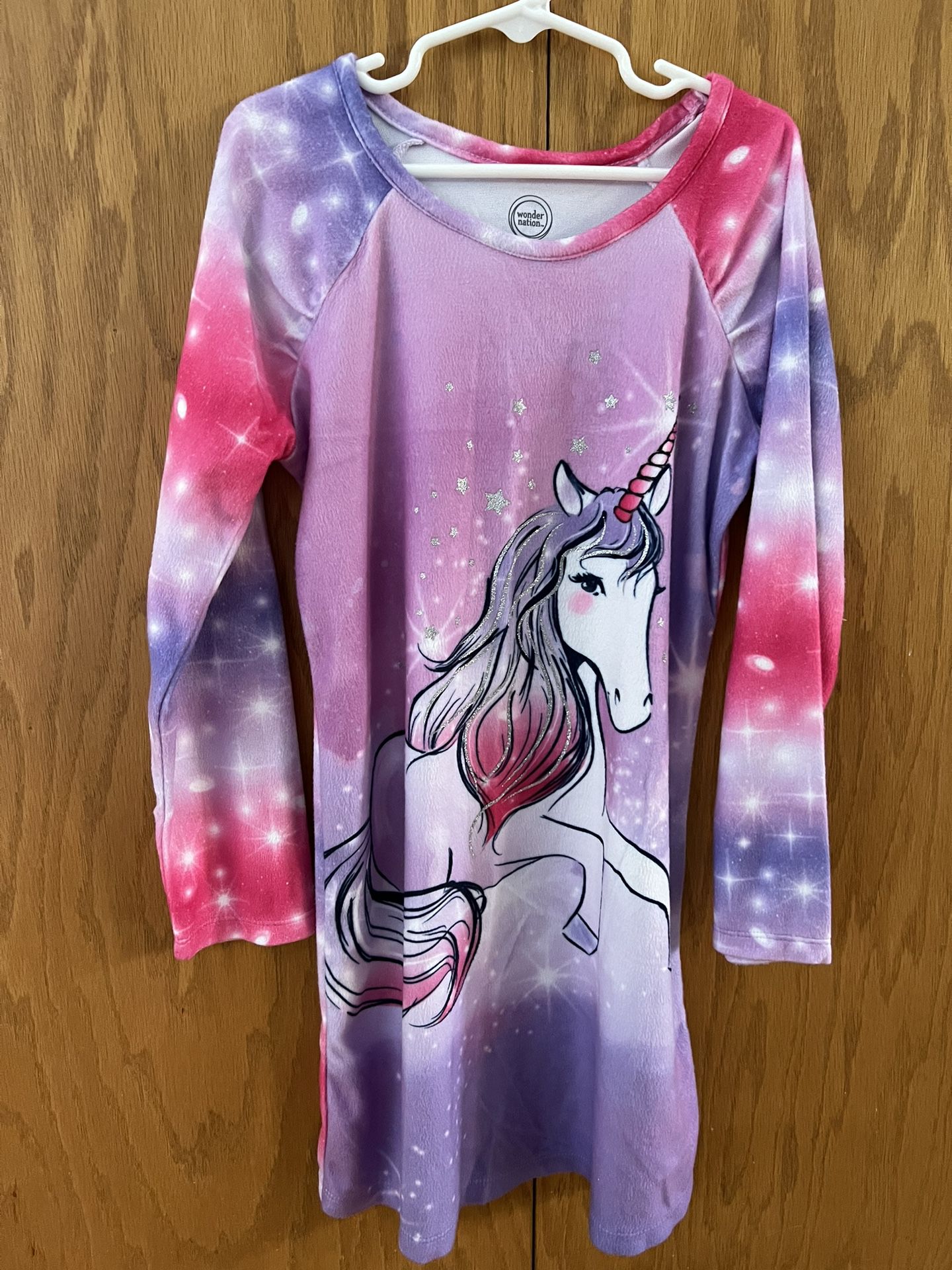 World Nation Unicorn Girls Fleece Nightgown -6-6X- New