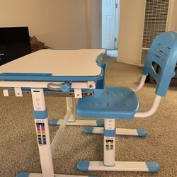 VIVO Adjustable Kids Desk & Chair Set – White/Blue
