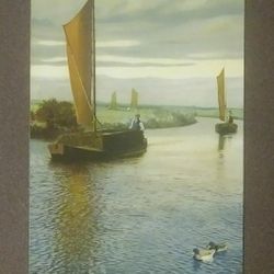 Early 1900's Photochromie Photochrome 1695 Sailing Boats Ducks Landscape Postcard RPPC Photo Vintage Collectible Unused