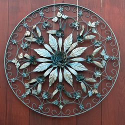 Gorgeous 36" Vintage Metal Decorative Floral Rustic Outdoor Wall Decor