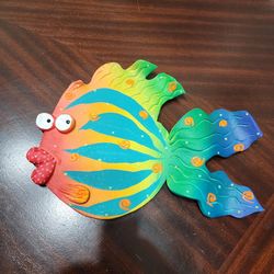 11.5" Colorful Metal Tropical Fish Wall Art - Whimsical Decor