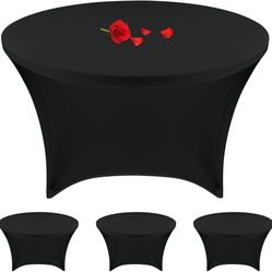 4 Packs 5FT Round Stretch Tablecloth 60 Inch Tablecloth Elasticity Table Cover Patio Table Cover Cocktail Tablecloth for Wedding Party Show E