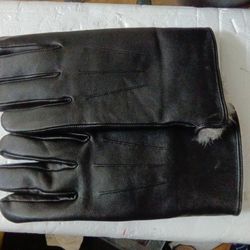 Rabbit Fur Lined Leather Gloves