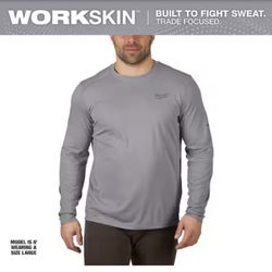 Milwaukee Men's Work Skin Large Gray Light Weight Performance Long-Sleeve T-Shirt