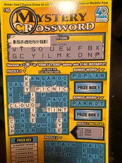 California Lottery Mystery Crossword Scratch Ticket