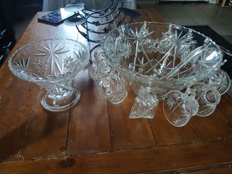 Crystal  punch  bowl with cups