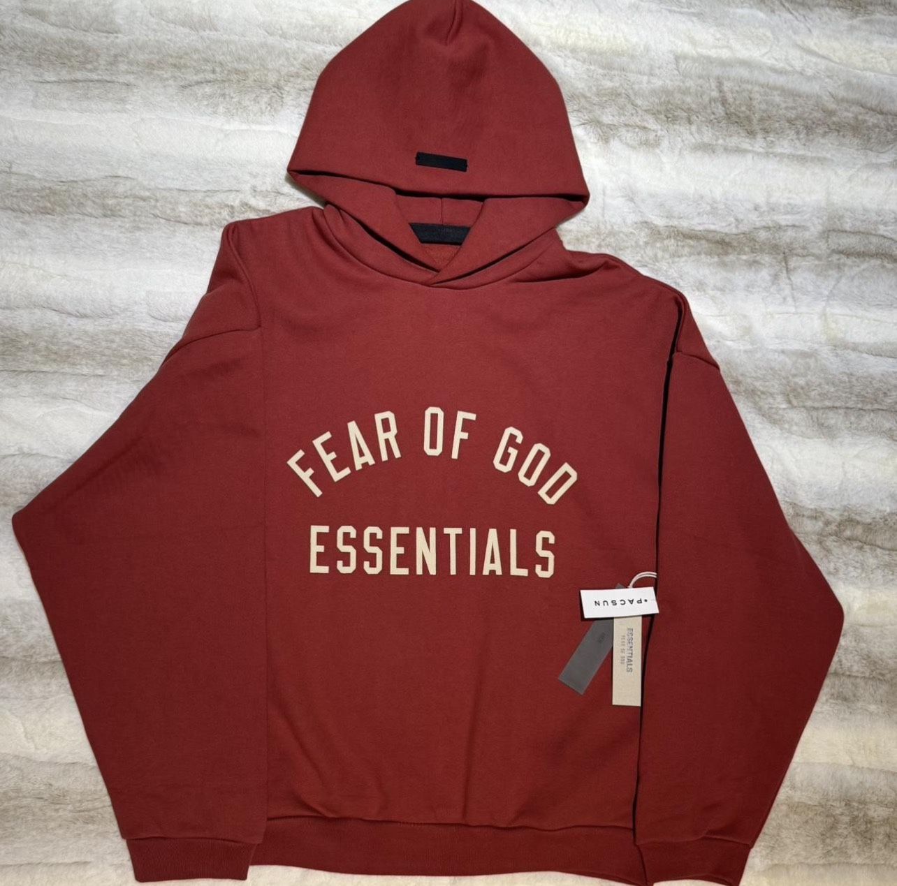 Fear of God Essentials Heavy Fleece Hoodie 'Crimson'
