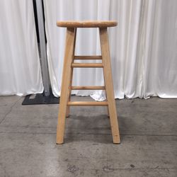 Natural Wood Round Seat Bar Stool