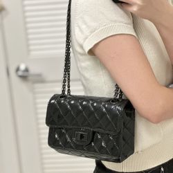 Chanel So Black 2.55 Mini Patent Handbag