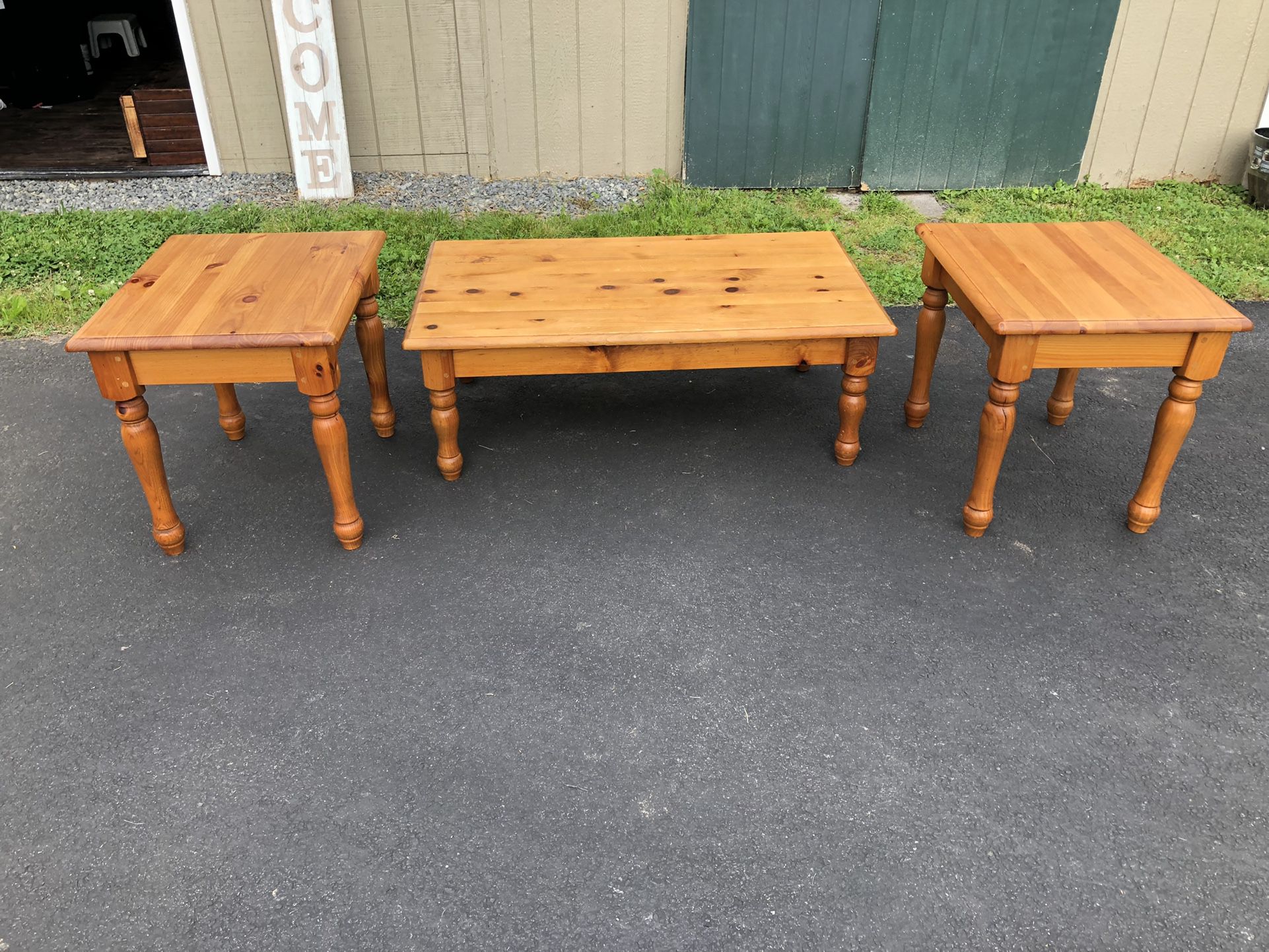 3 Piece pine Wood End Table Tables And Coffe table