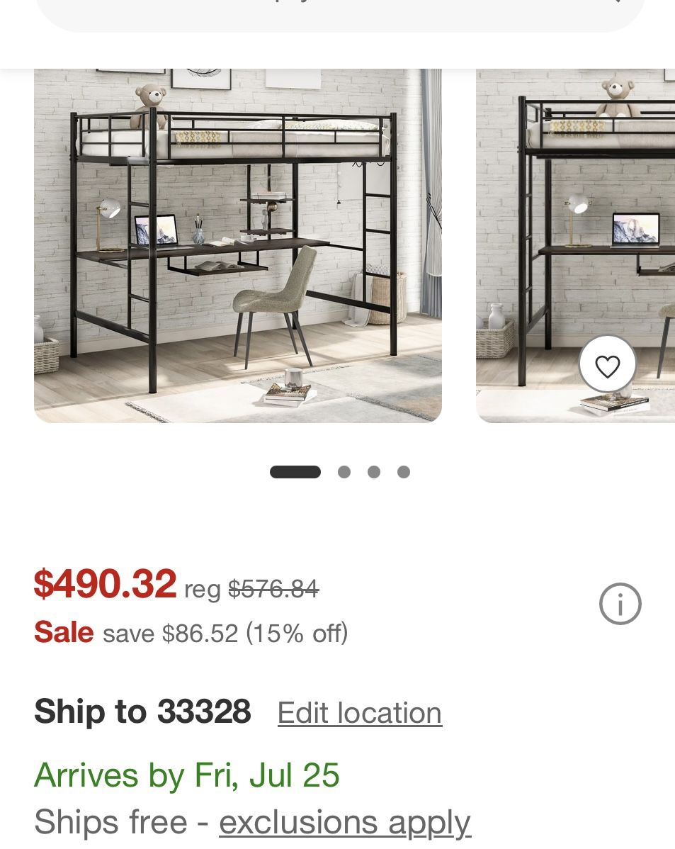 Full Size Loft Bed - New