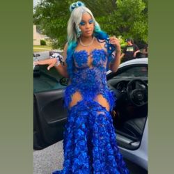 Royal Blue Couture Prom Gown