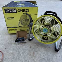 RYOBI ONE+ 18V Cordless Hybrid WHISPER SERIES 14 in. Air Cannon Fan (Tool Only)