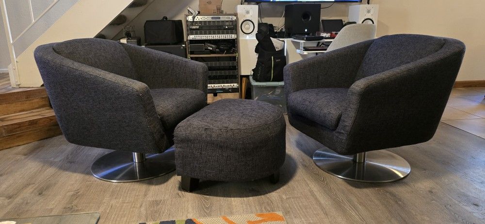 Modern Swivel Chairs With Ottoman 