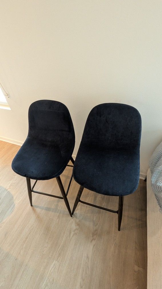 Dark Blue Bar / counter Stools (x4)