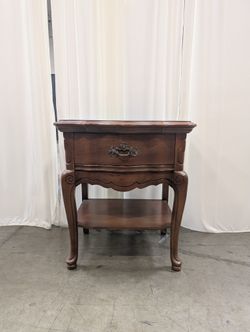 French Provincial One-Drawer Nightstand in Wood