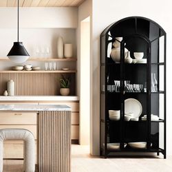 Ventana 40" Black Glass Storage Display Cabinet (Crate&Barrel)