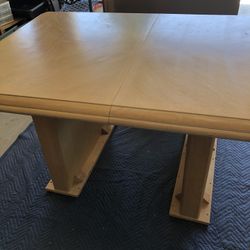 Beautiful And Heavy Wood Dining Table , Buffet  2 Extensions And Chairs 