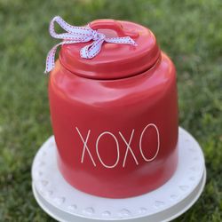Rae Dunn XOXO Red Matte Canister 