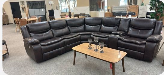 New power reclining sectional dark grey with free delivery, also comes in dark brown